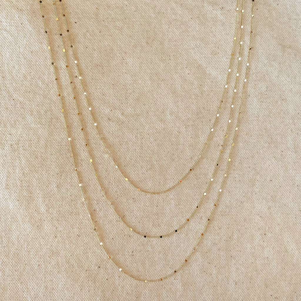 Curb verižica z vtisnjenimi detajli (1 mm, 45 cm) • 18k Gold Filled