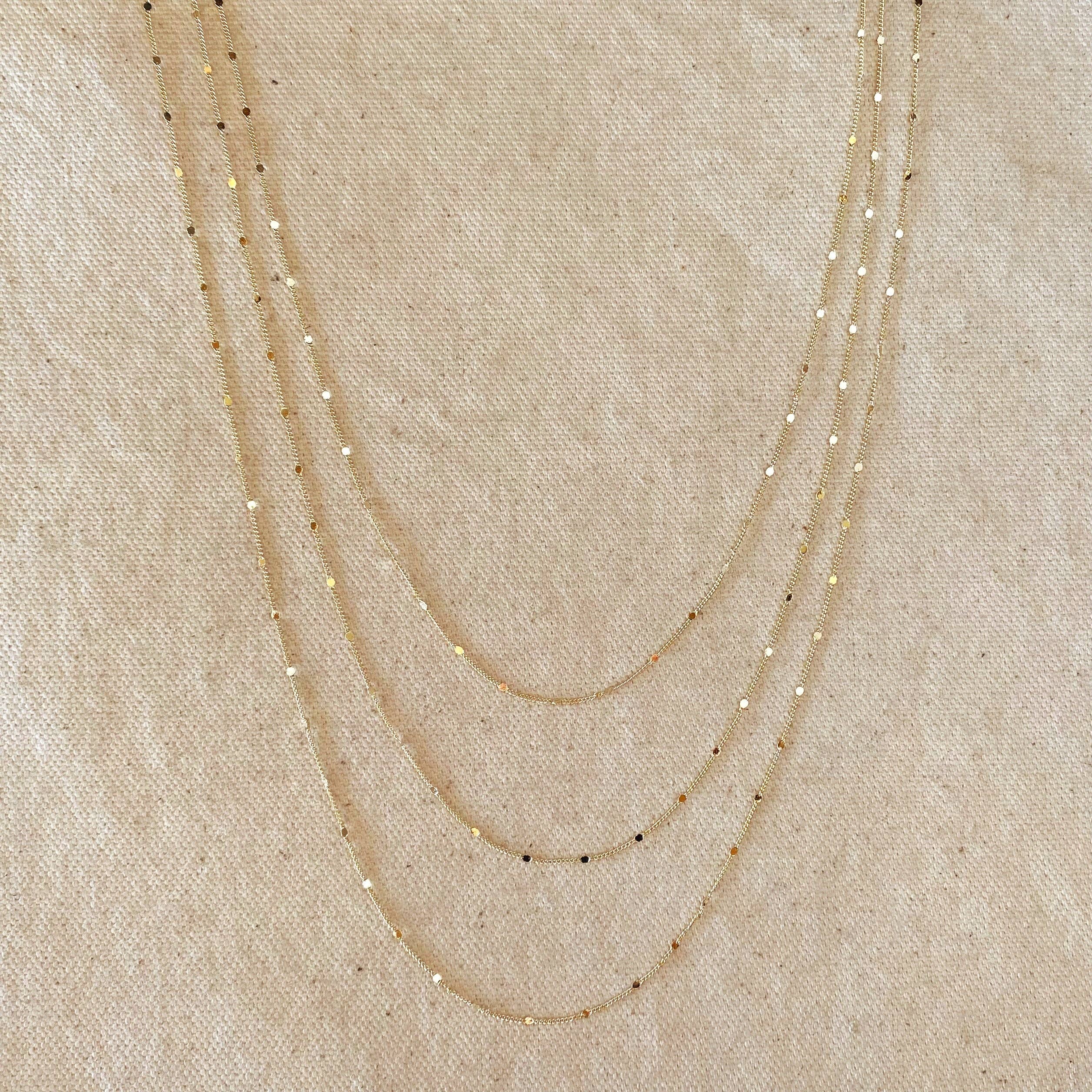 Curb verižica z vtisnjenimi detajli (1 mm, 45 cm) • 18k Gold Filled