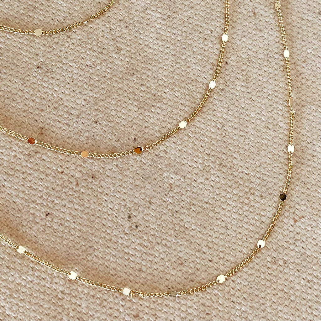 Curb verižica z vtisnjenimi detajli (1 mm, 45 cm) • 18k Gold Filled