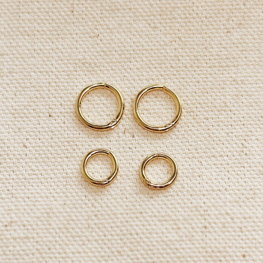 Mini brezšivni clicker obročasti uhani • 18k Gold Filled