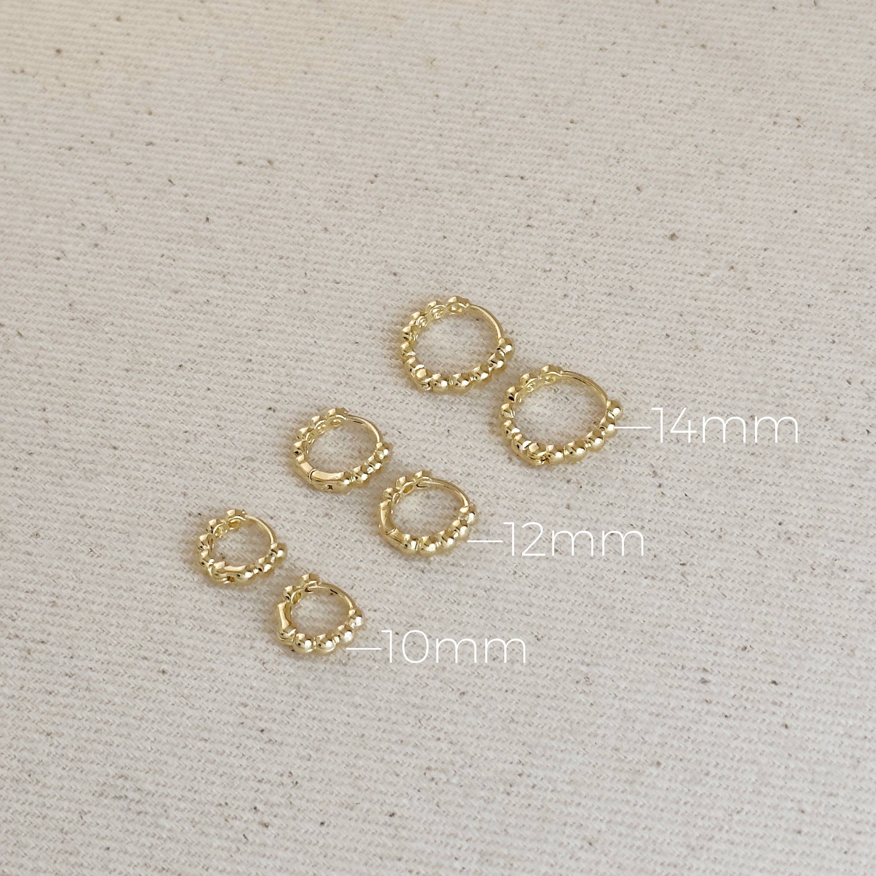 Mini clicker obročasti uhani z drobnimi kroglicami • 18k Gold Filled