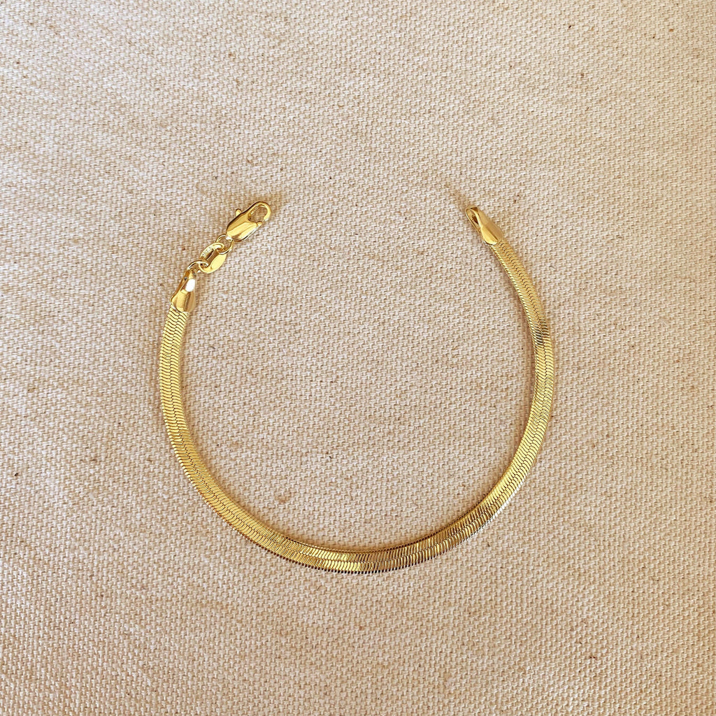 Klasična herringbone zapestnica (4 mm) • 18k Gold Filled