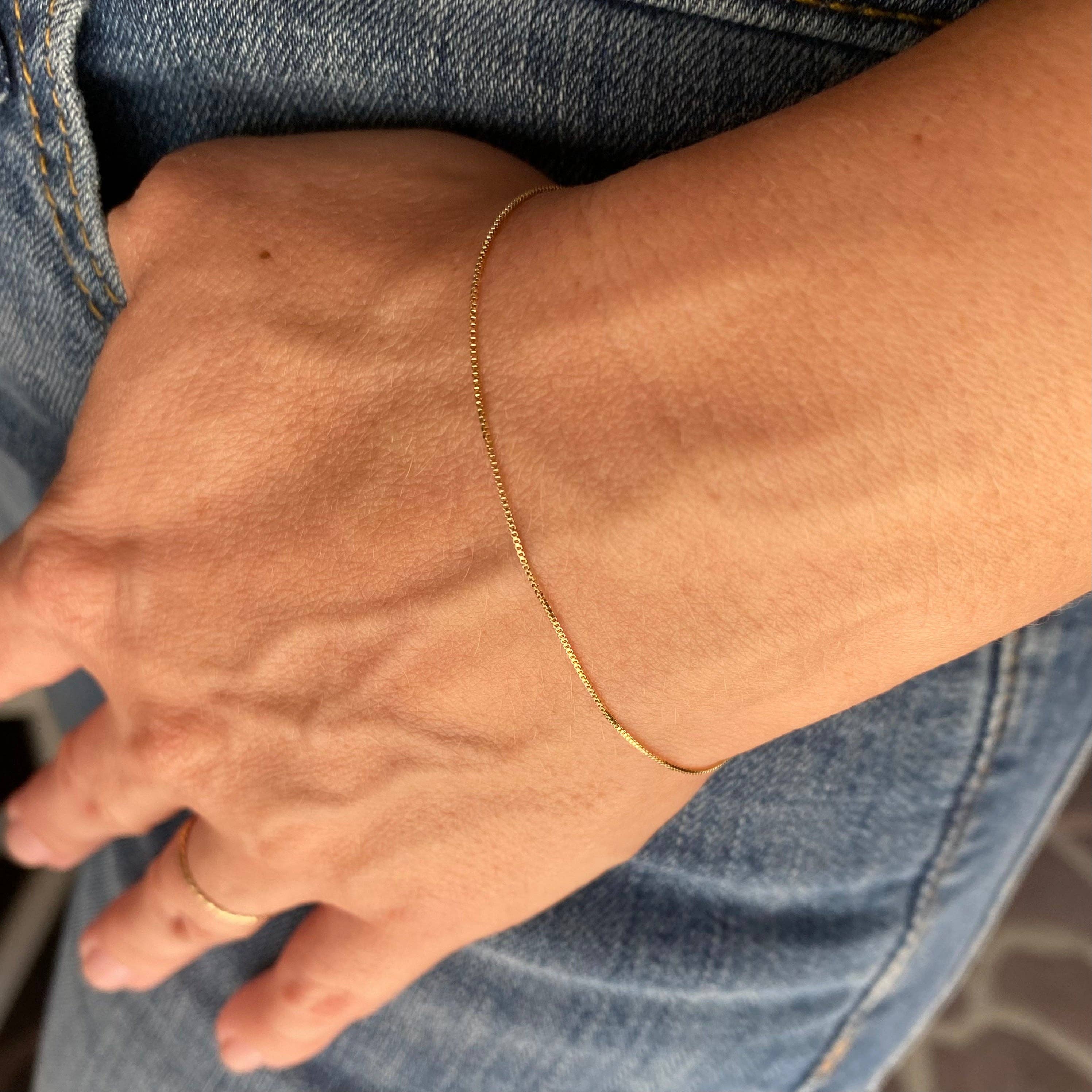 Zapestnica Box Chain 0,5 mm • 18k Gold Filled