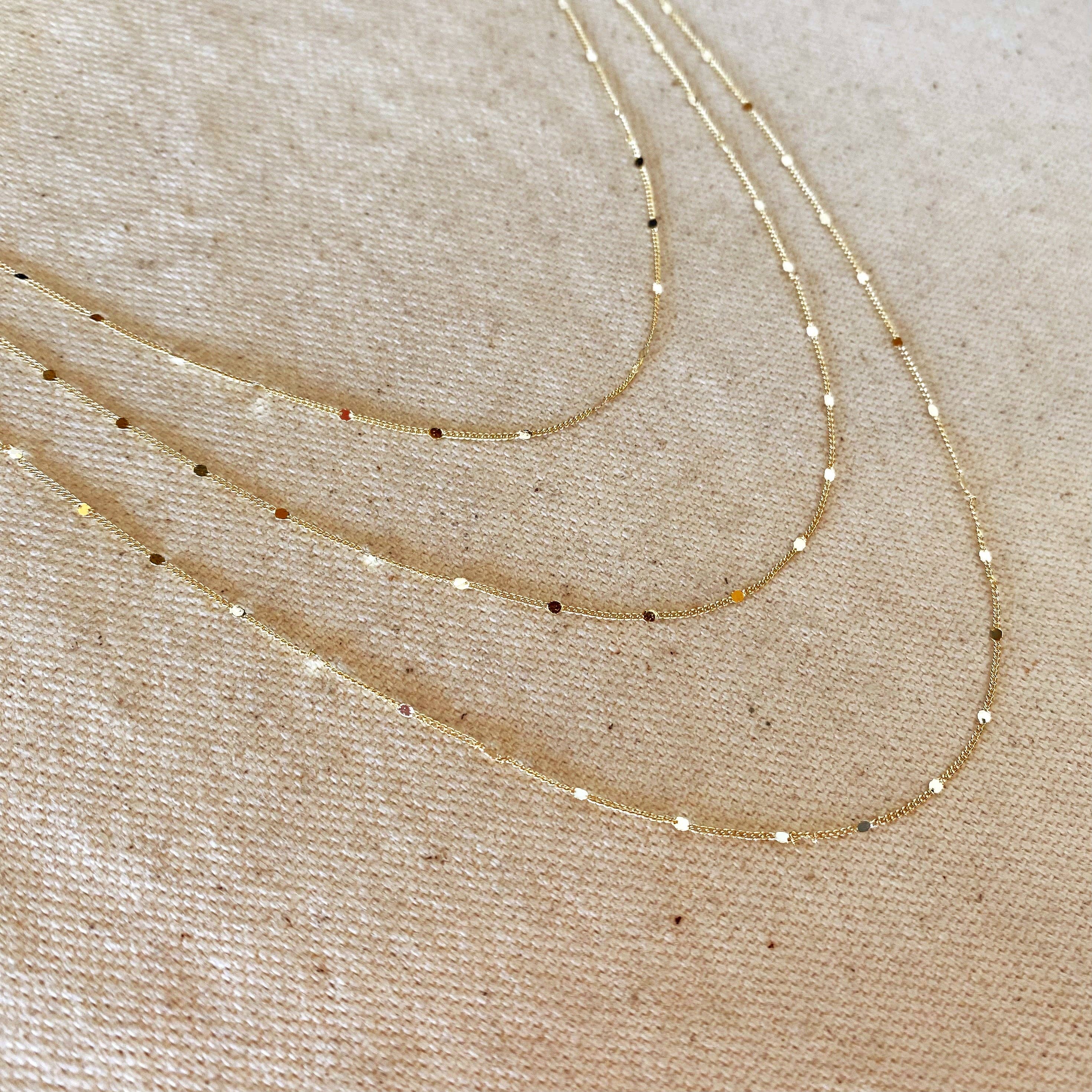 Curb verižica z vtisnjenimi detajli (1 mm, 45 cm) • 18k Gold Filled