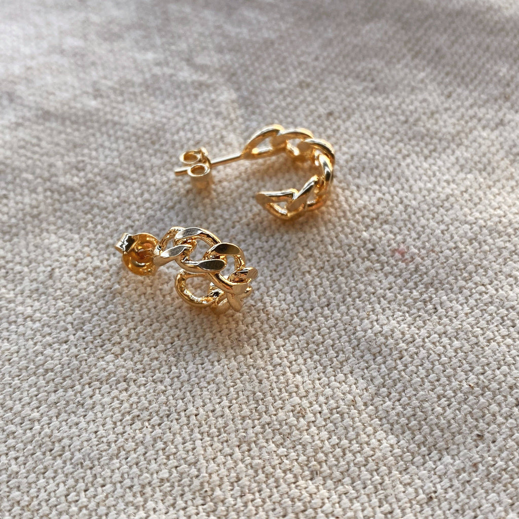 Petite C-hoop uhani s kubansko verigo • 18k Gold Filled