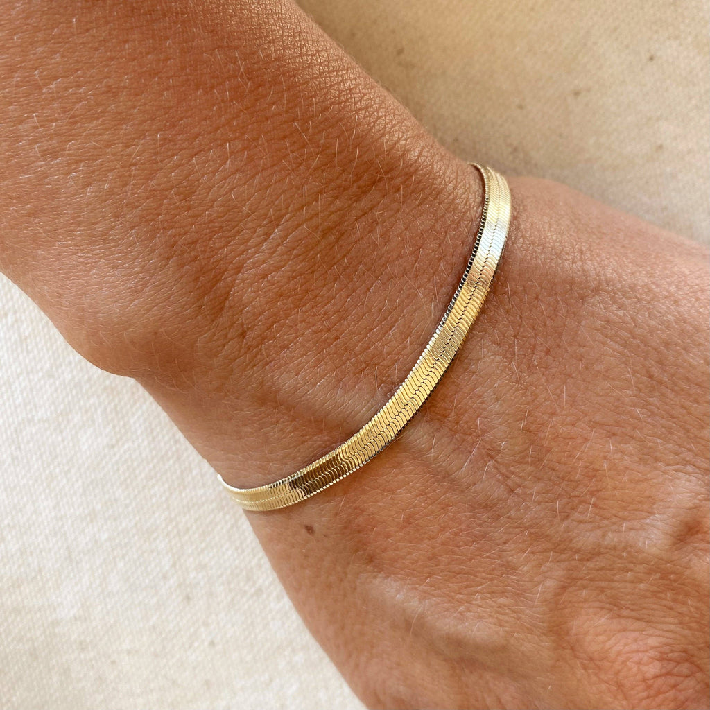 Klasična herringbone zapestnica (4 mm) • 18k Gold Filled