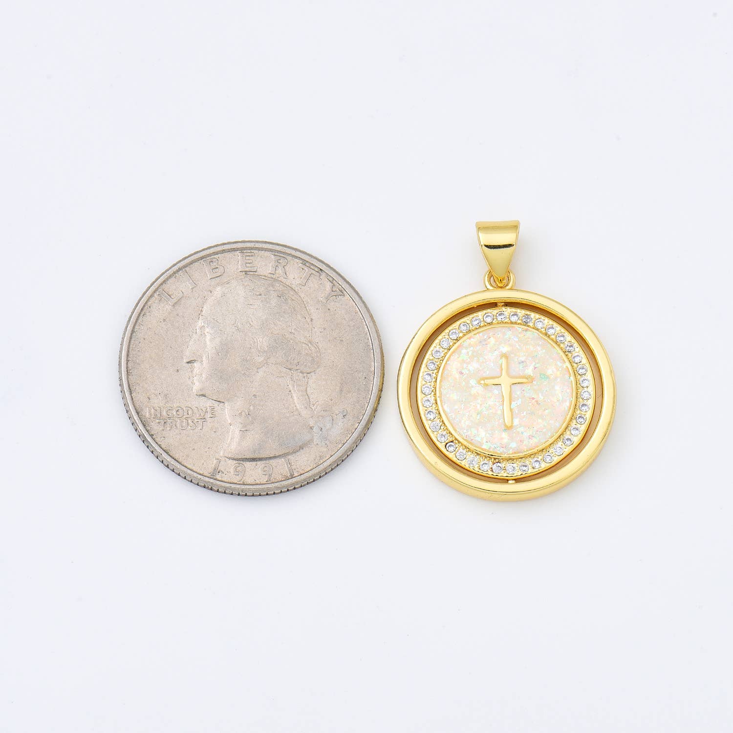 Vrtljiv obesek s križem • 18k Gold Filled