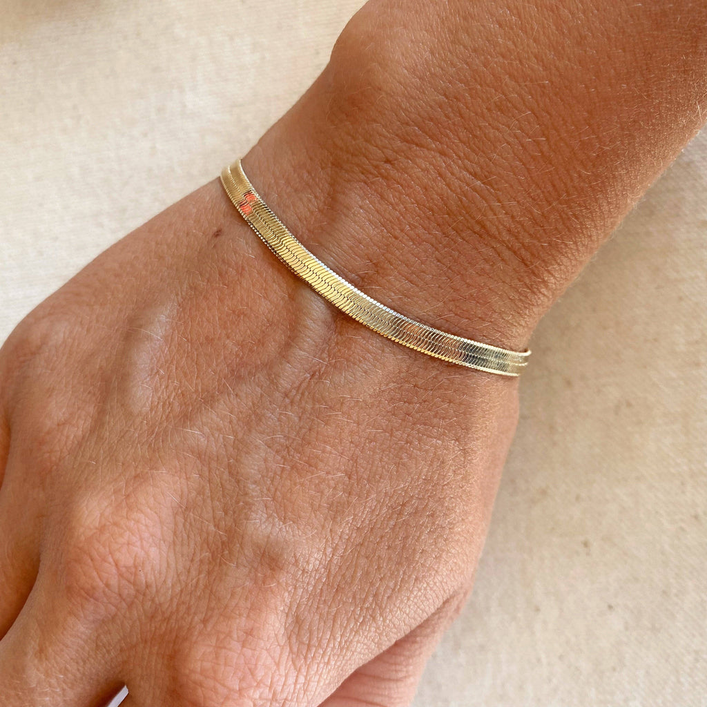 Klasična herringbone zapestnica (4 mm) • 18k Gold Filled