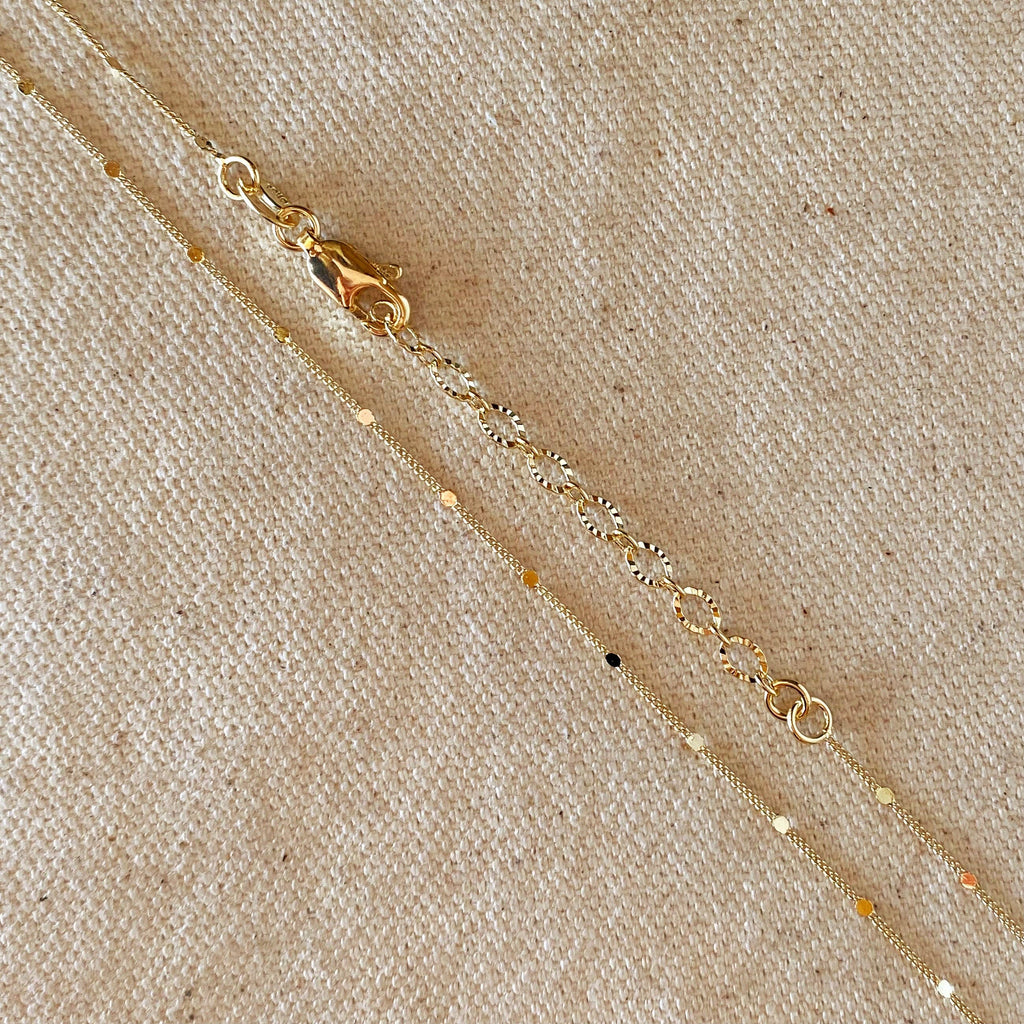 Curb verižica z vtisnjenimi detajli (1 mm, 45 cm) • 18k Gold Filled