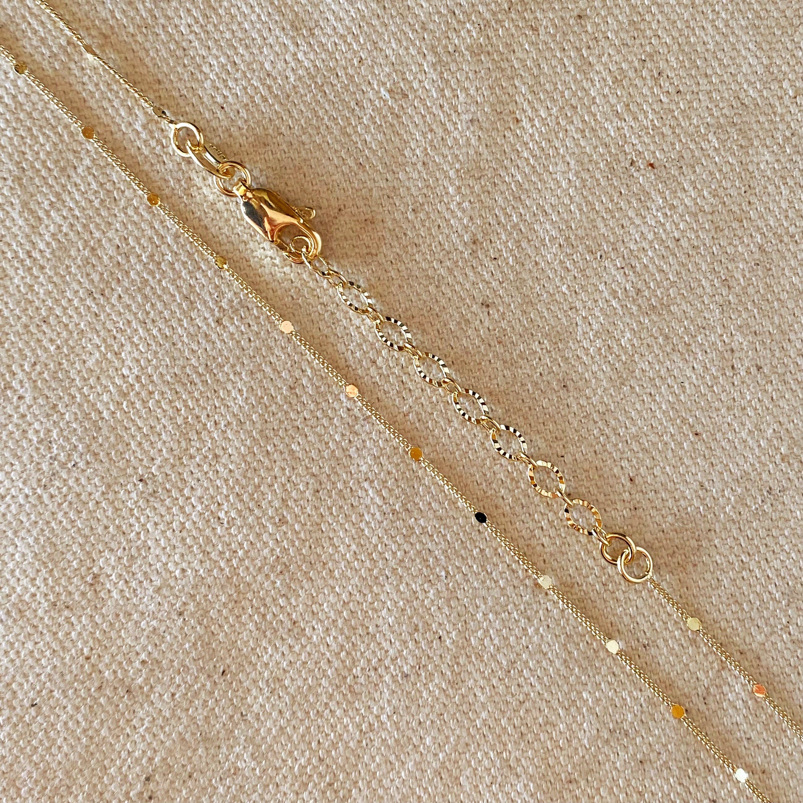 Curb verižica z vtisnjenimi detajli (1 mm, 45 cm) • 18k Gold Filled