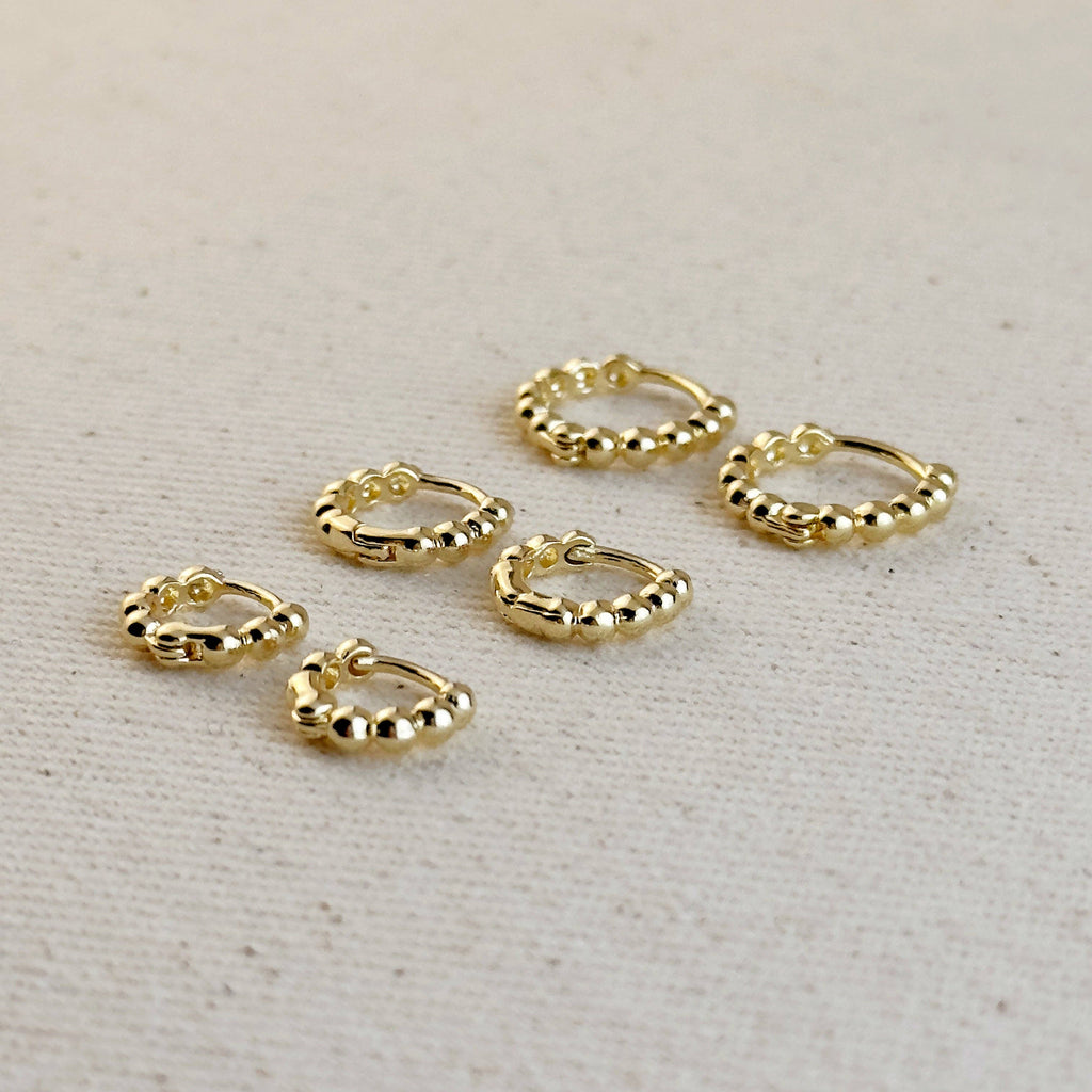 Mini clicker obročasti uhani z drobnimi kroglicami • 18k Gold Filled