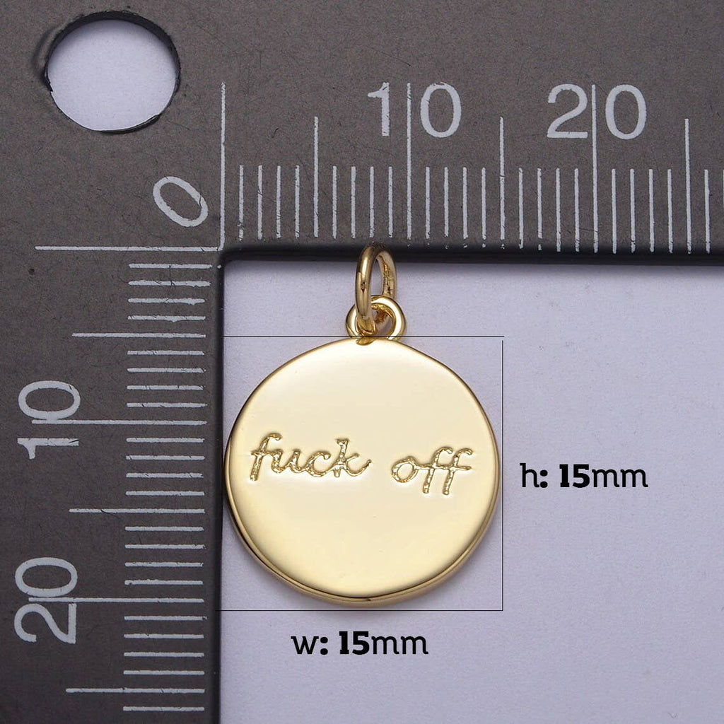 Okrogli disk 'Fuck off' • 18k Gold Filled