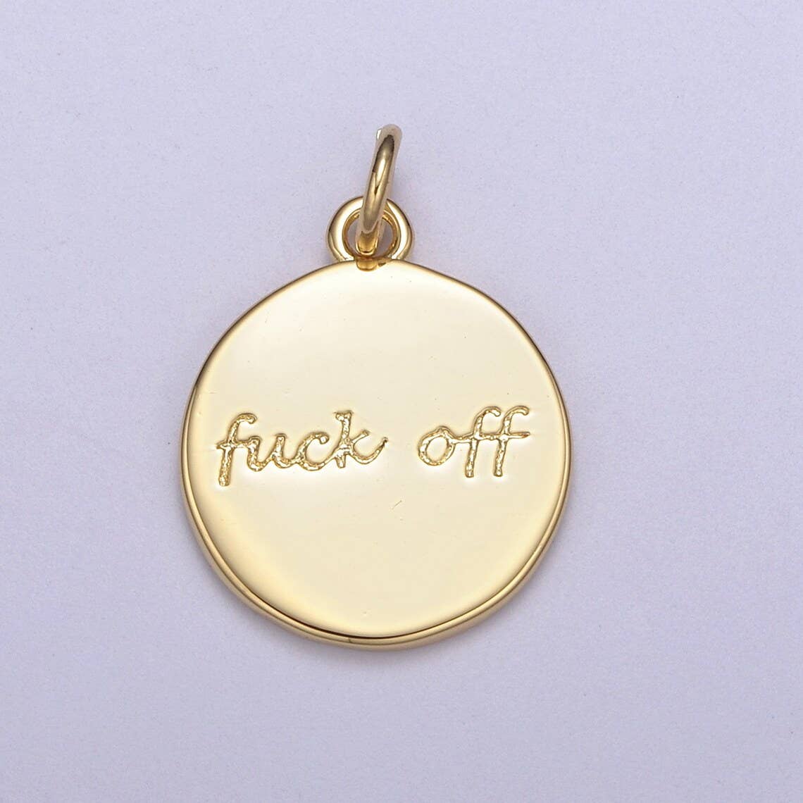 Okrogli disk 'Fuck off' • 18k Gold Filled